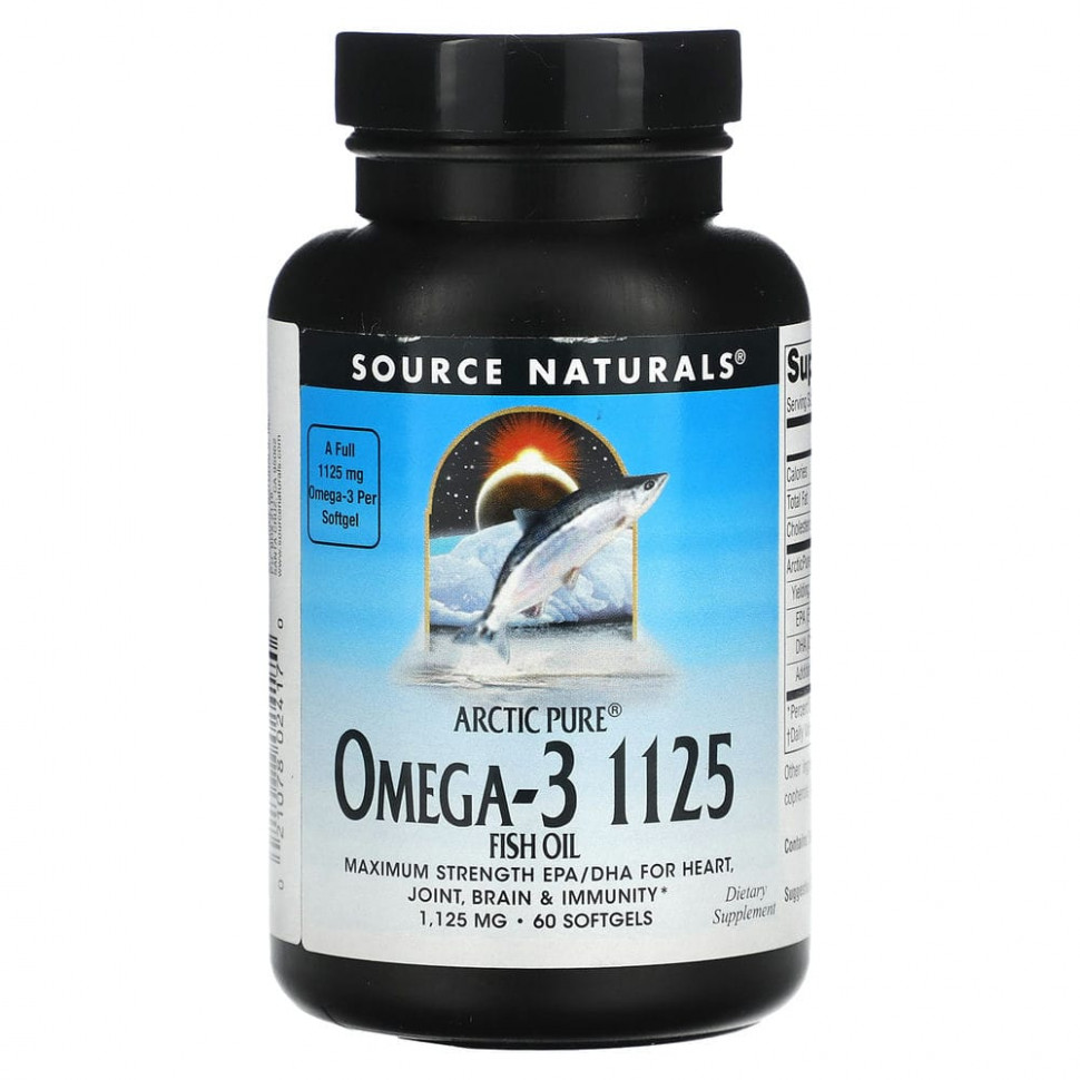  Source Naturals, Arctic Pure, Omega-3 Fish Oil, 1,125 mg, 60 Softgels    -     , -, 