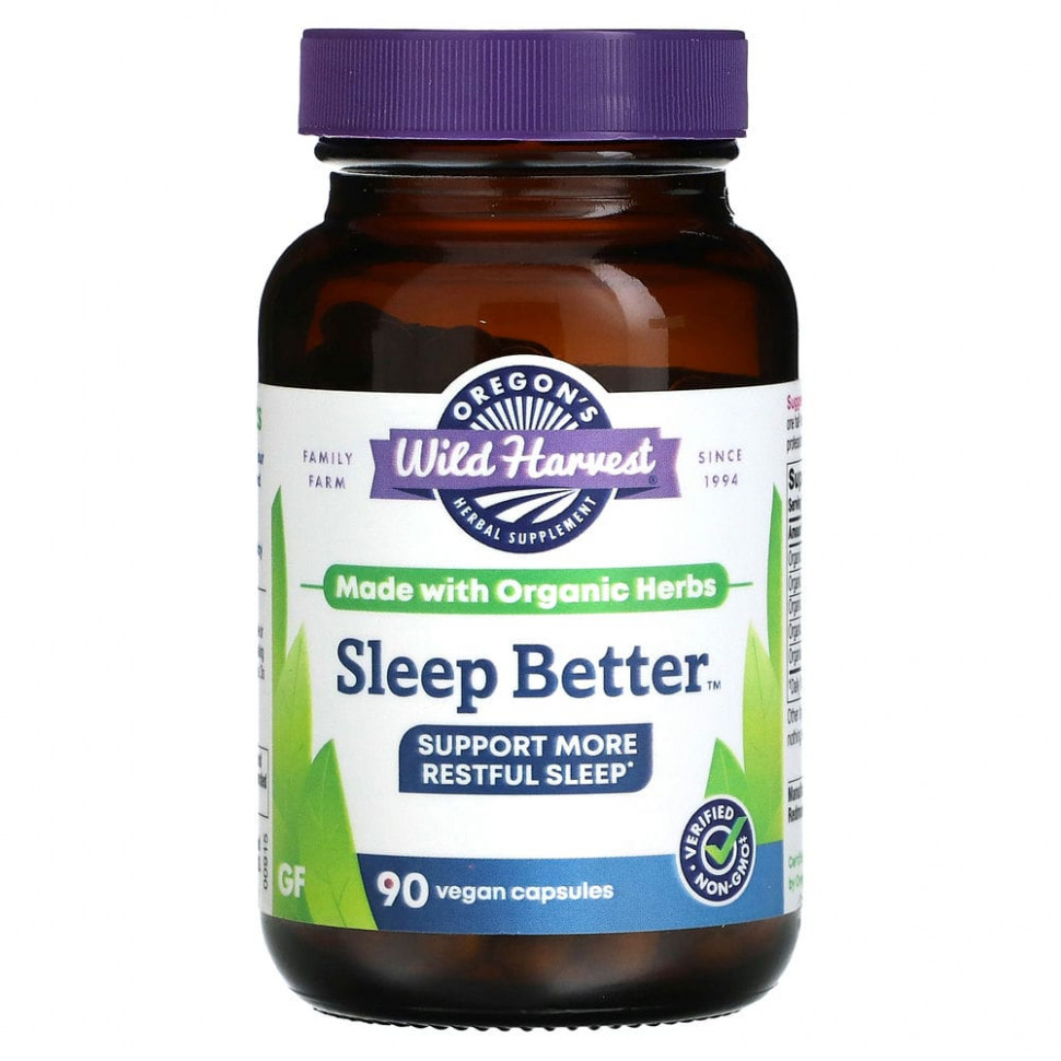  Oregon's Wild Harvest, Sleep Better, 90 Non-GMO Vegetarian Capsules    -     , -, 