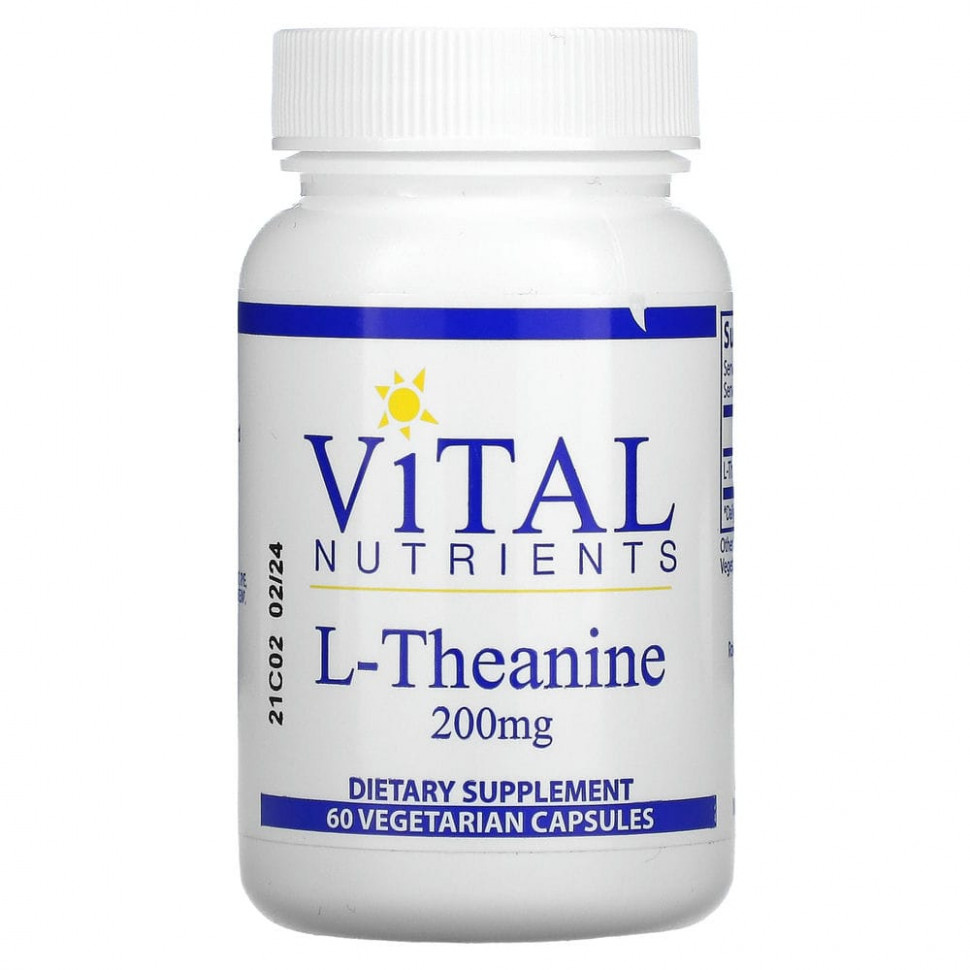  Vital Nutrients, L- Theanine, 200mg, 60 Veggie Capsules    -     , -, 