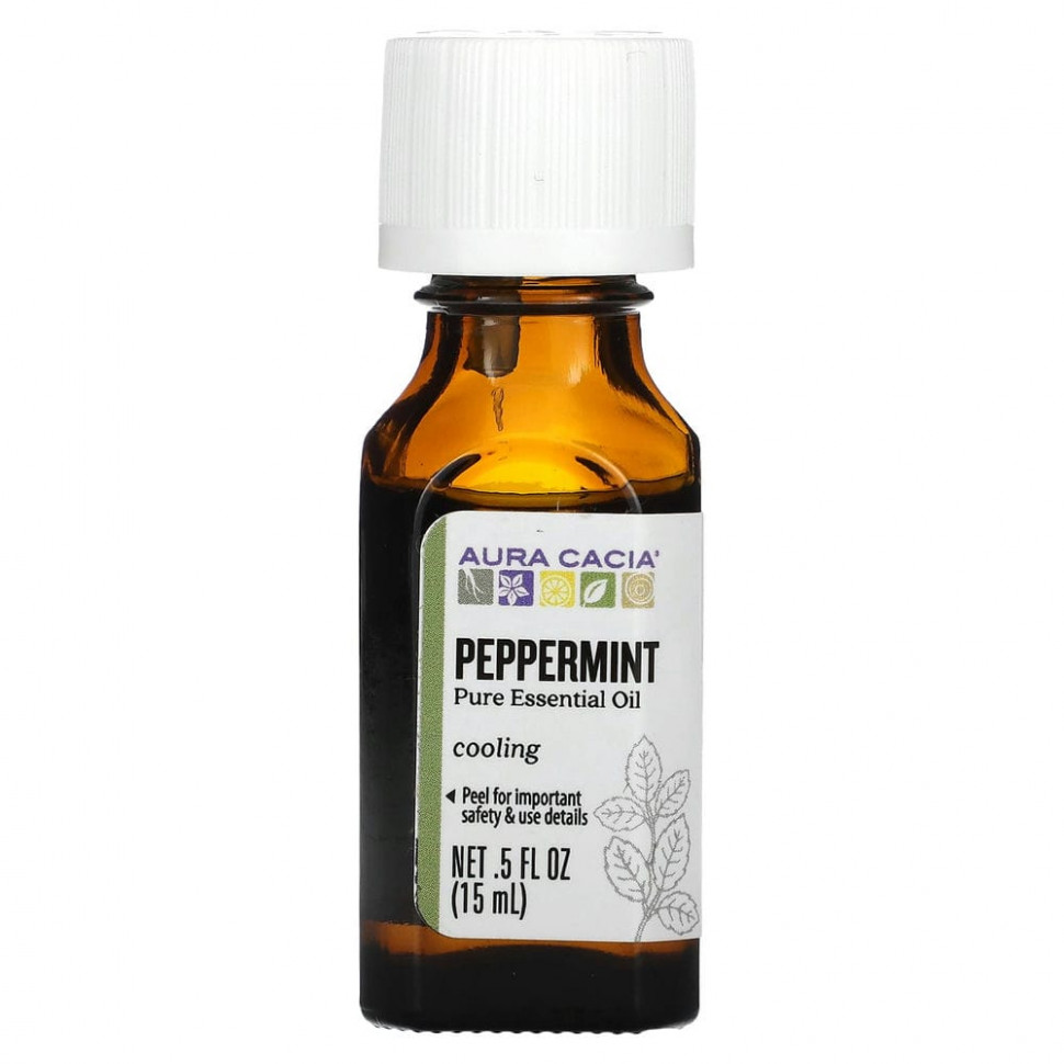  Aura Cacia, Pure Essential Oil, Peppermint, .5 fl oz (15 ml)    -     , -, 