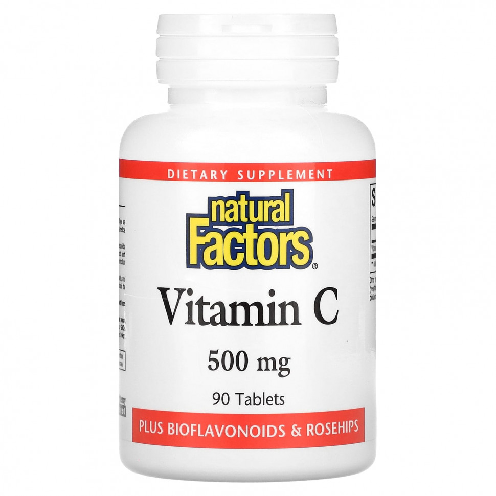  Natural Factors, Vitamin C, 500 mg, 90 Tablets    -     , -, 