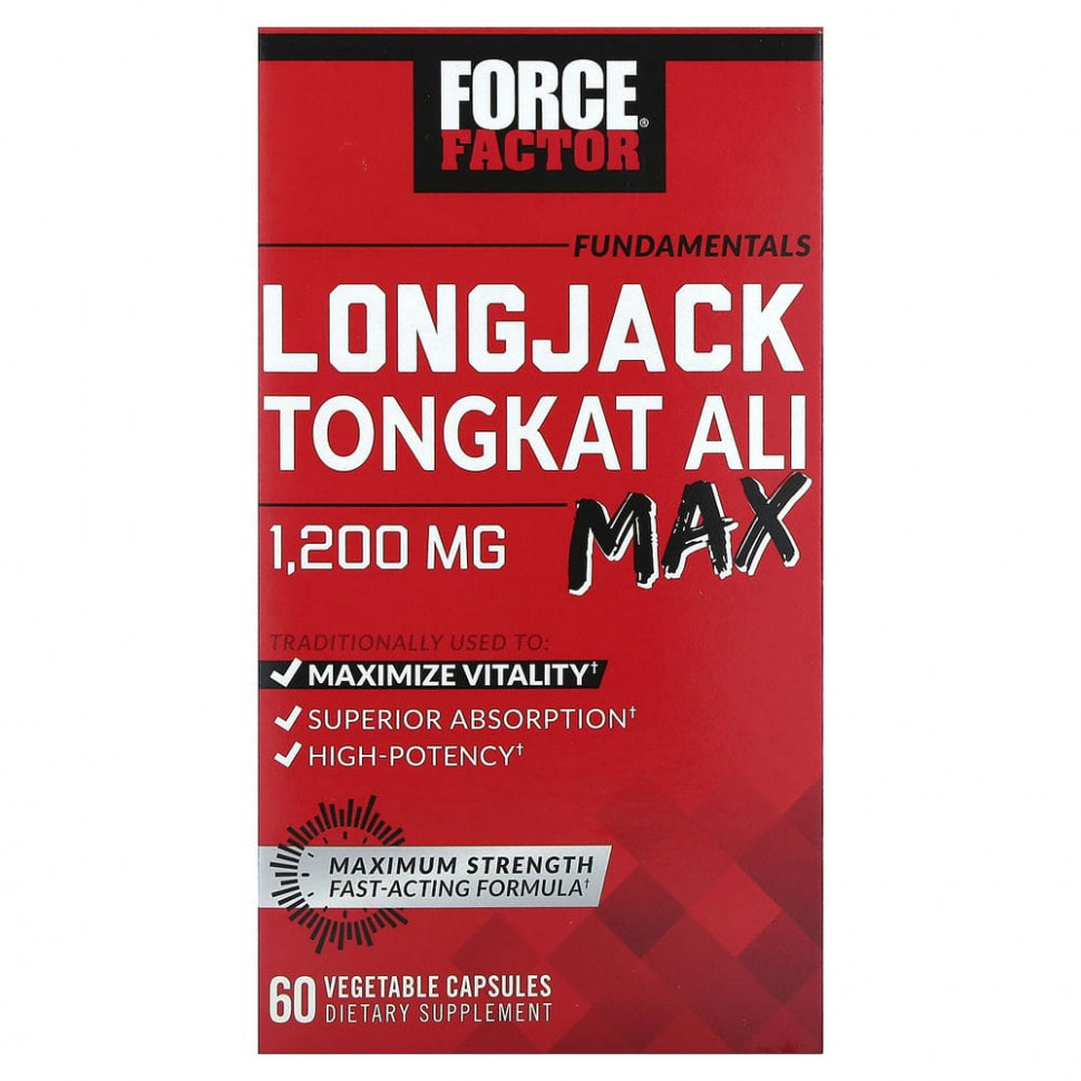 ���� Force Factor, Fundamentals, LongJack Tongkat Ali Max, 1200 ��, 60 ������������ ������  Iherb (������) ������ ������
