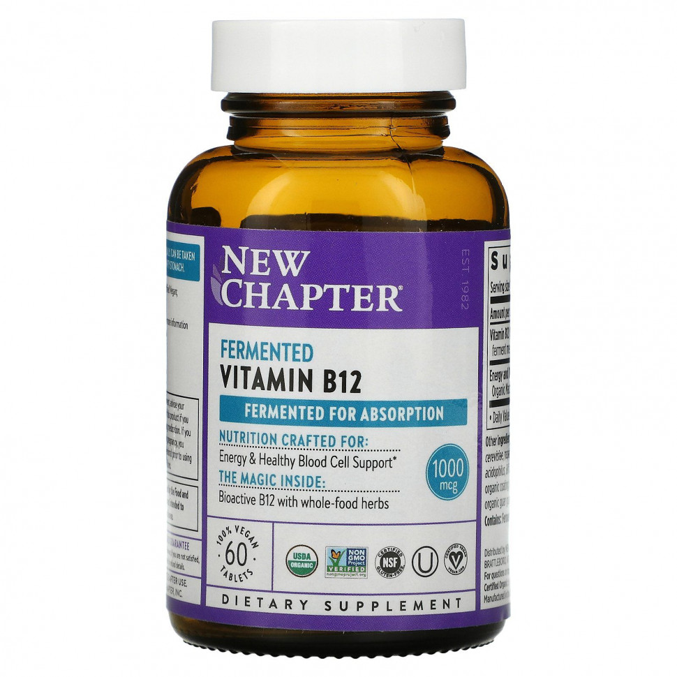  New Chapter, Fermented Vitamin B12, 60 Vegan Tablets    -     , -, 