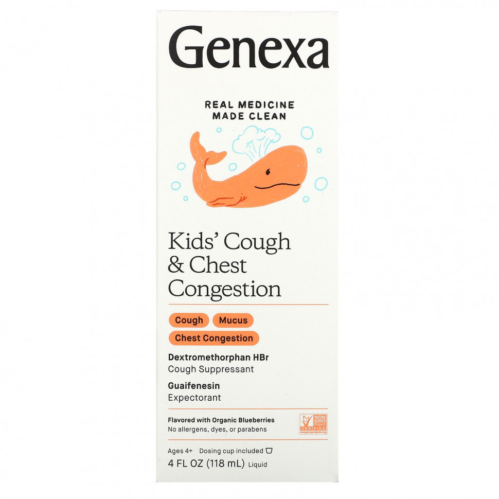  Genexa, Kid's Cough & Chest Congestion, Organic Blueberries, 4 fl oz (118 ml)    -     , -, 