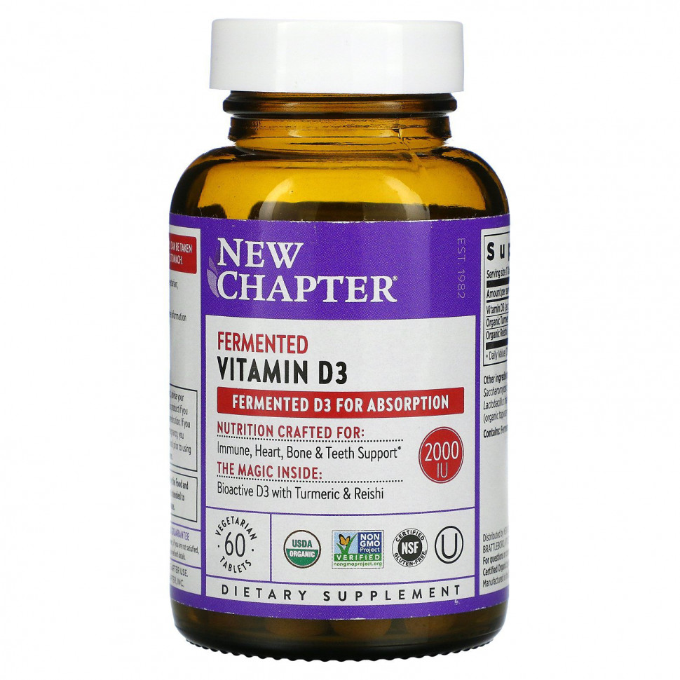  New Chapter, Fermented Vitamin D3, 60 Vegan Tablets    -     , -, 