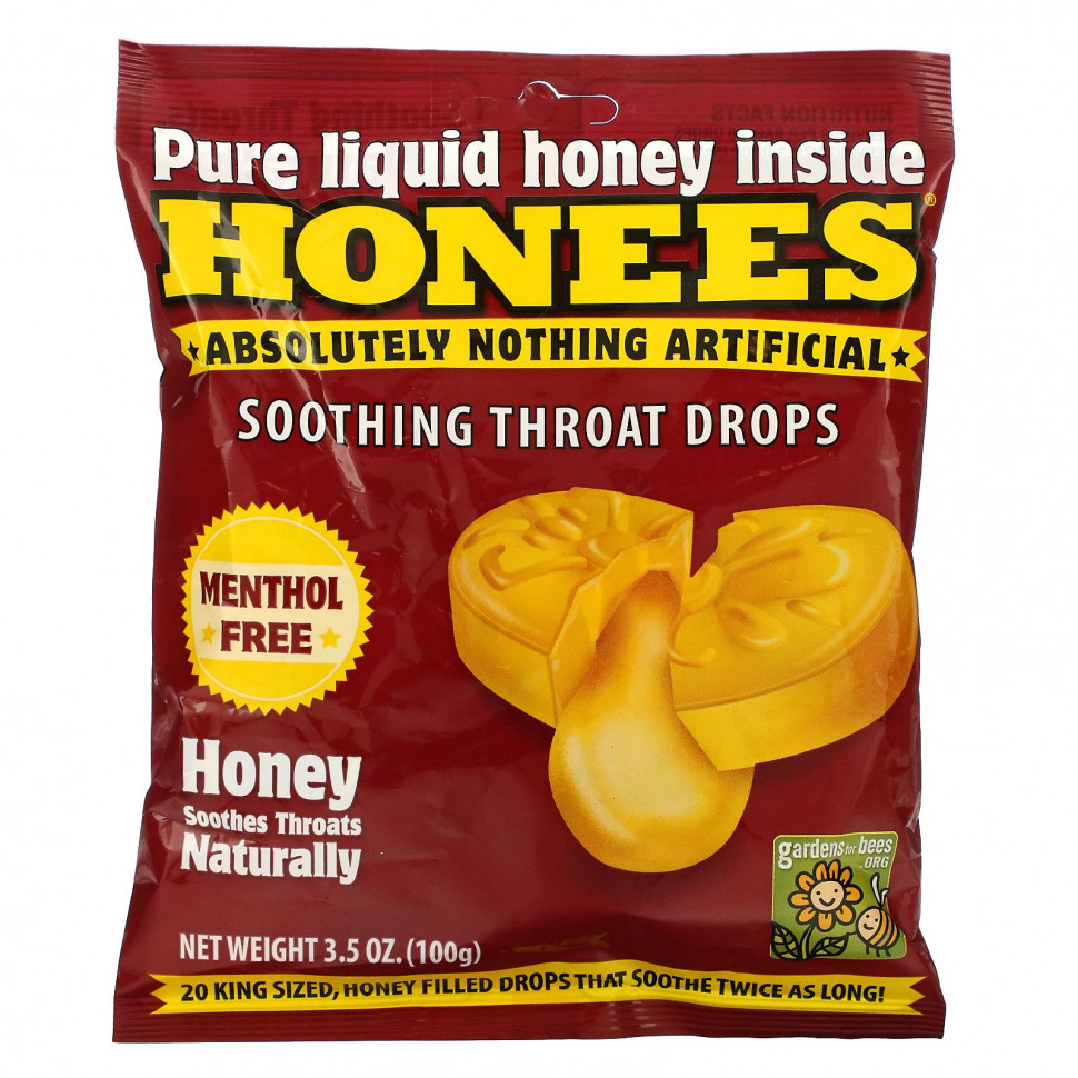  Honees, Cough Drops, Honey Menthol Free, 20 Cough Drops    -     , -, 