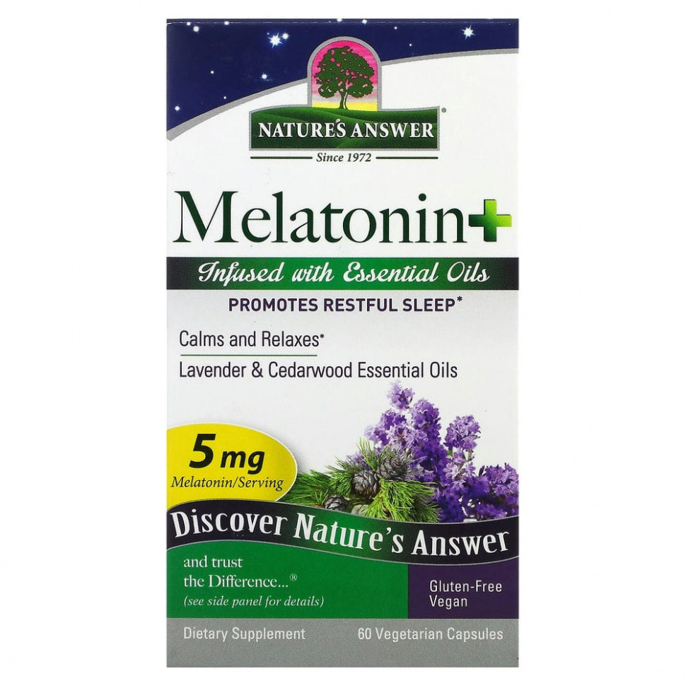  Nature's Answer, Melatonin +, 5 mg, 60 Vegetarian Capsules    -     , -, 