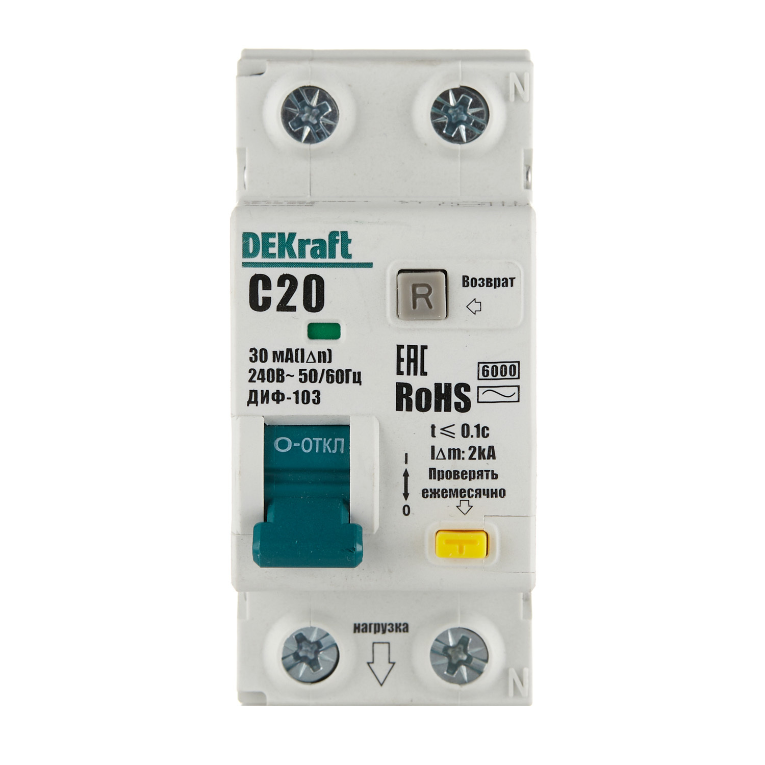 ���� ������� ���������������� Dekraft ���-103 20� 1P+N ��� AC 30 �� 6 �� (16312DEK)   ������ ������