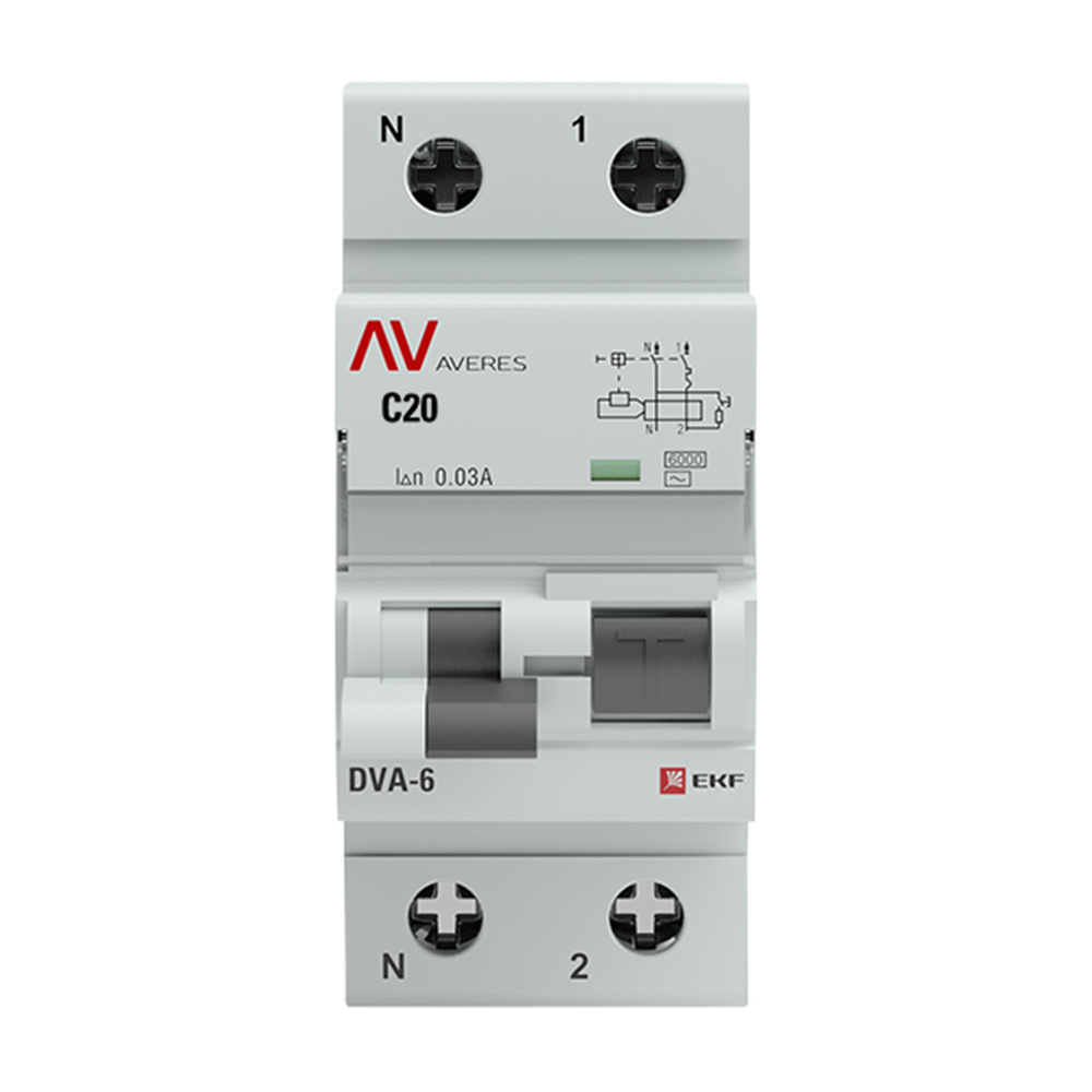 ���� ������� ���������������� EKF Averes DVA-6 20� 1P+N ��� AC 30 �� 6 �� (rcbo6-1pn-20C-30-ac-av)   ������ ������