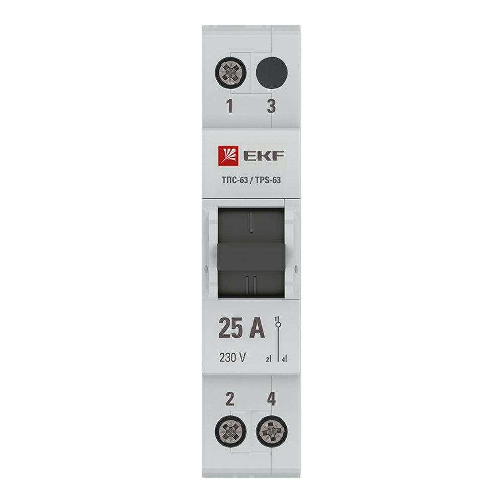 ���� ��������������� ������������� EKF PROxima ���-63 1� 25� 4,5 �� 230 � �� DIN-����� (TPS125)   ������ ������
