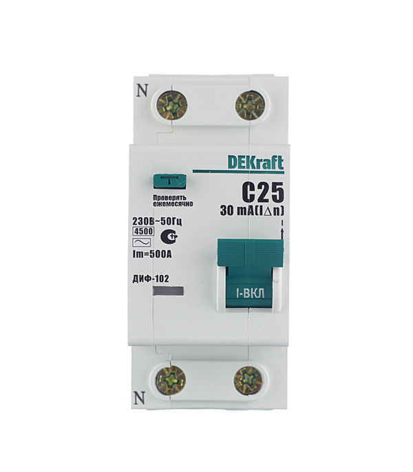 ���� ������� ���������������� Dekraft ���-102 25� 1P+N ��� AC 30 �� 4,5 �� (16005DEK)   ������ ������