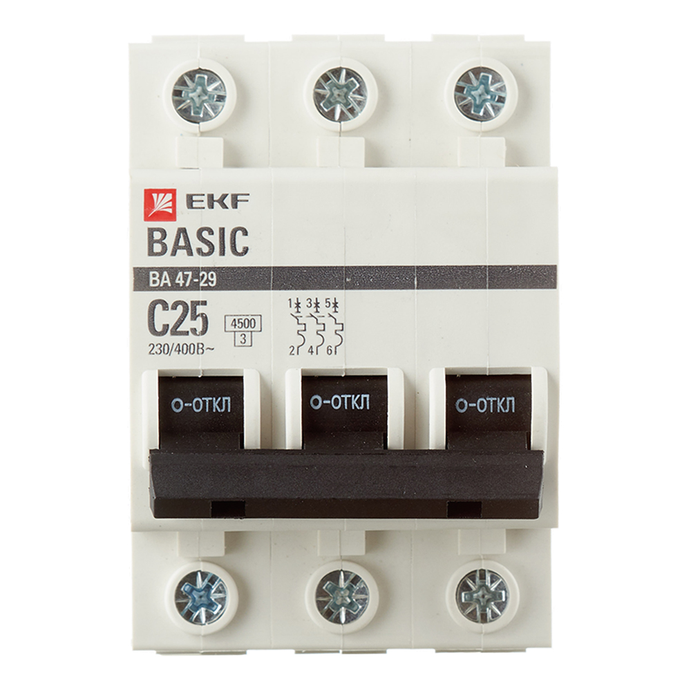 ���� �������������� ����������� ��������� EKF Basic �� 47-29 3P 25� ��� C 4,5 �� 400 � (mcb4729-3-25C)   ������ ������