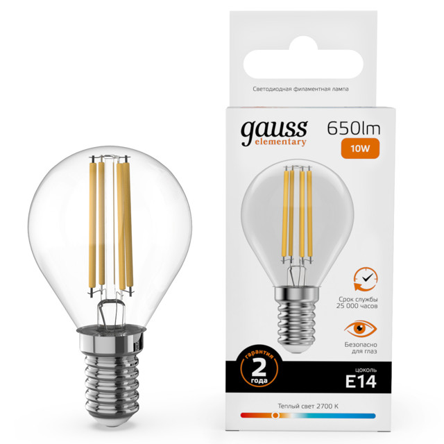 ���� ����� ����������� GAUSS Filament Elementary 10�� �14 LED 650�� 2700� ���   ������ ������