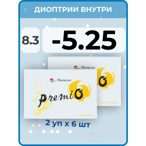 ���� ���������� ����� Menicon Premio, 12 ��., R 8,3, D -5,25, 2 ��. ������ ������