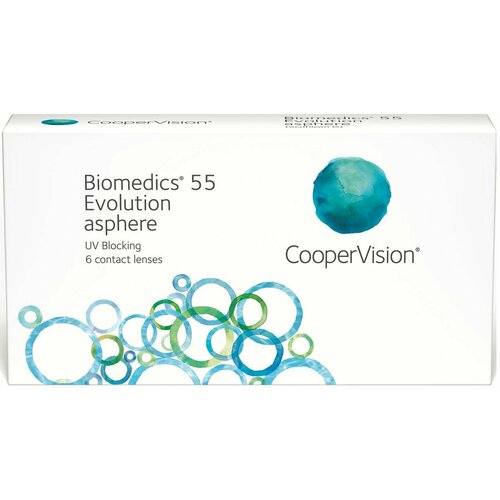 ���� ���������� ����� CooperVision Biomedics 55 Evolution Asphere UV, 6 ��., R 8,9, D -0,25, ����������, 1 ��. ������ ������