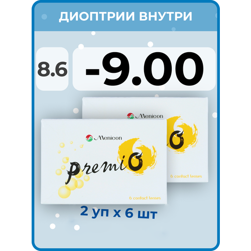 ���� ���������� ����� Menicon Premio, 12 ��., R 8,6, D -9, 2 ��. ������ ������