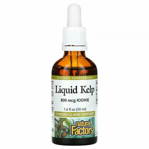  Natural Factors, Liquid Kelp, 800 mcg, 1.6 fl oz (50 ml)   -     , -, 