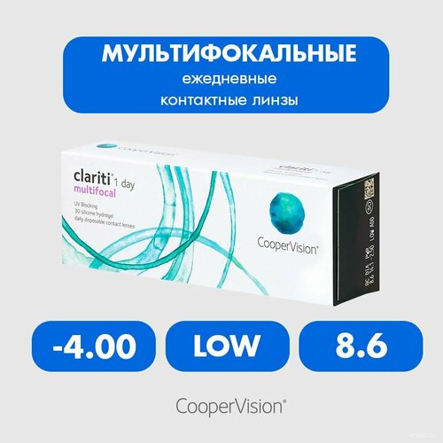 ���� ����������� ���������� ����� CooperVision Clariti 1 day Multifocal, 30 ��., R 8,6, D -4, ADD: ������, 1 ��. ������ ������