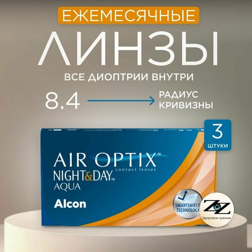 ���� ���������� ����� �� ����� Alcon Air Optix Night & Day Aqua, 3 ��., R 8,4, D -4,75, 1 ��. ������ ������