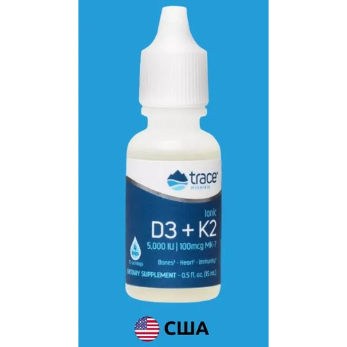    D  K    Trace Minerals Ionic D3 + K2, 15 , 74  (D3 5000, K2 100  )   -     , -, 