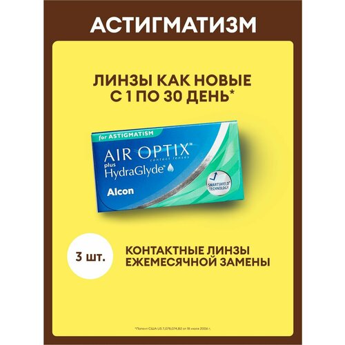 ���� ��������������� ����� -5,00, -1,25/ 170/ 3 ��, Alcon, Air Optix Plus Hydraglyde for Astigmatism ������ ������
