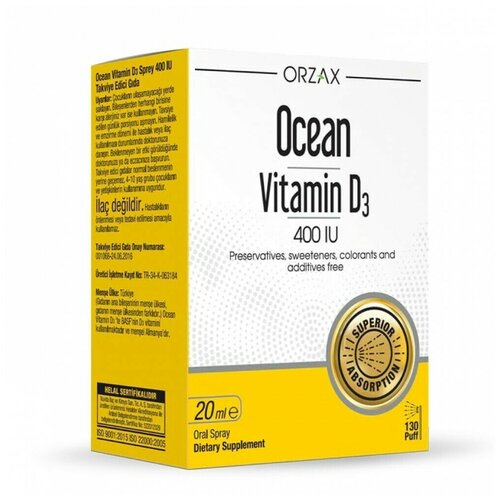  Orzax Ocean vitamin d3 400 iu 20ml spray   -     , -, 