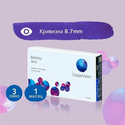 ���� ���������� ����� CooperVision Biofinity Toric., 3 ��., R 8,7, D -1,5,�CYL:�-2,25,�A�:�140, ����������, 1 ��. ������ ������