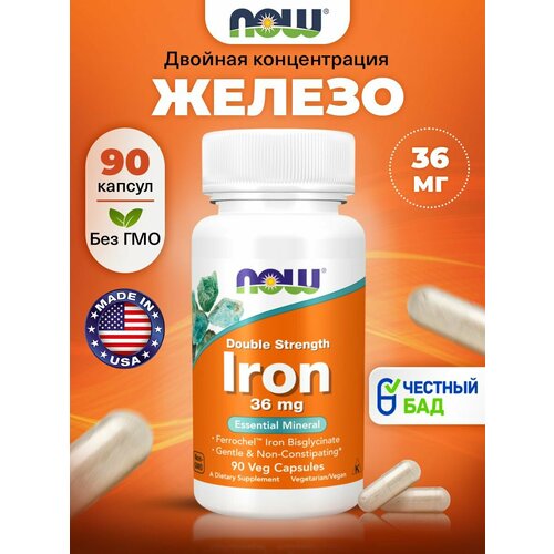���� ������ (�����������), 36�� NOW Iron Double Strength, 90 ������������ ������ ������� ������������ ������ ������