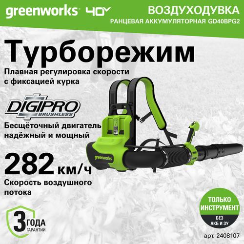     Greenworks . 2408107, 40V, ,       -     , -, 