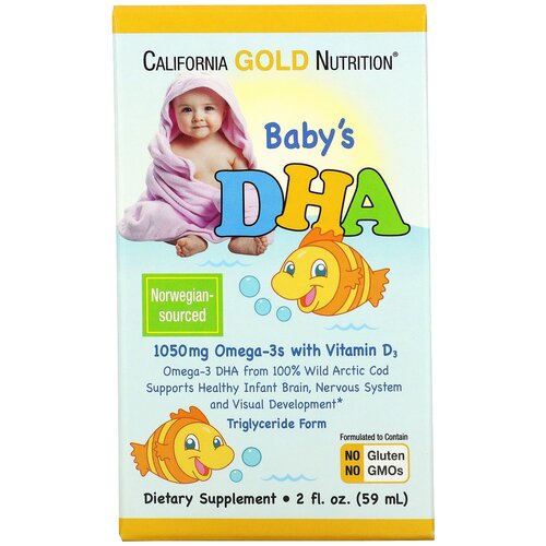 ���� California Gold Nutrition Baby's DHA Omega-3 with vitamin D3 ��., 59 ��, 270 � ������ ������