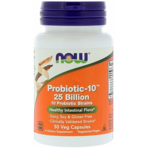 ���� Probiotic-10, 25 ����, 50 �������������� ������, NOW Foods ������ ������