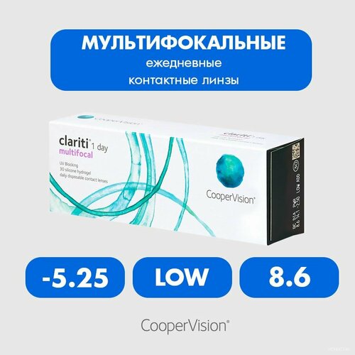 ���� ����������� ���������� ����� CooperVision Clariti 1 day Multifocal, 30 ��., R 8,6, D -5,25, ADD: ������, 1 ��. ������ ������