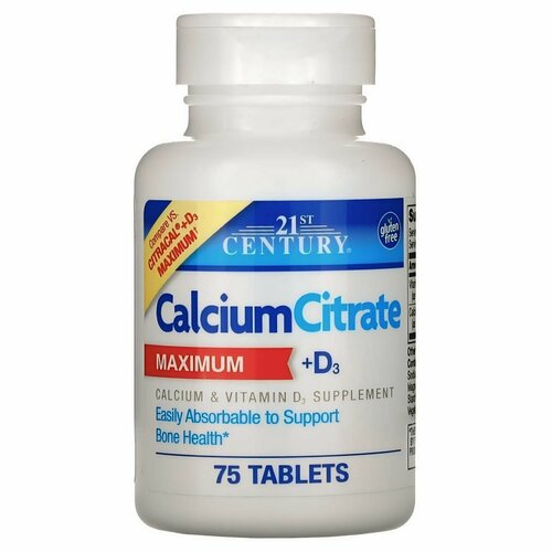  21st Century Calcium Citrate MAXIMUM + D3 75 .   -     , -, 