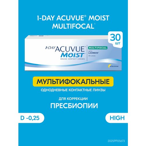 ���� ����������� ���������� ����� ACUVUE 1-DAY MOIST MULTIFOCAL, 30 ��., R 8,4, D -0,25, ADD: �������, 1 ��. ������ ������