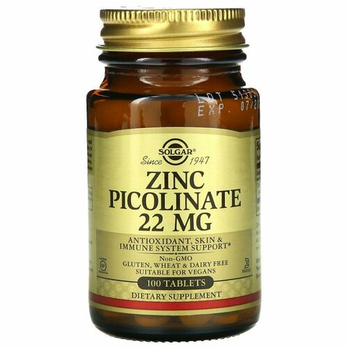  Zinc Picolinate 22 mg 100   Solgar   -     , -, 