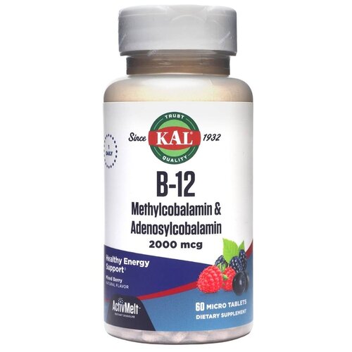���� �������� KAL B-12 Methylcobalamin & Adenosylcobalamin, 50 �, 2000 ���, 60 ��. ������ ������