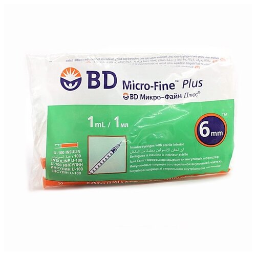    BD Micro-Fine Plus U-100 , 6  x 0.25 , : 31G, 1 , 10 .  