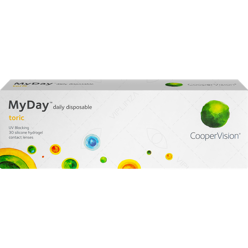 ���� ���������� ����� CooperVision MyDay daily disposable toric, 30 ��., R 8,6, D 0,�CYL:�-1,25,�A�:�10, ����������, 1 ��. ������ ������