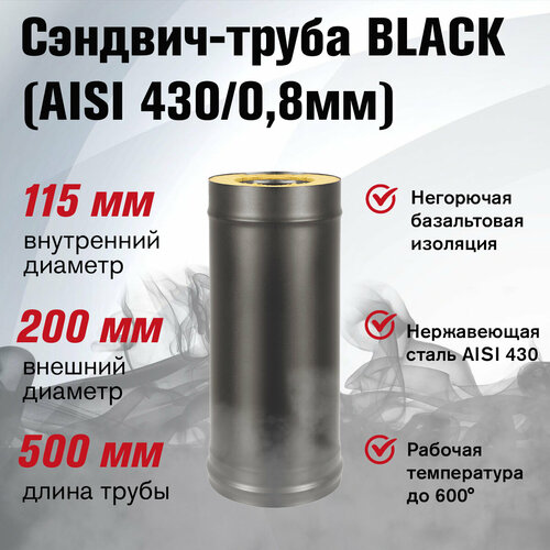  - BLACK (AISI 430/0,8) L-0,5 (115200)   -     , -, 