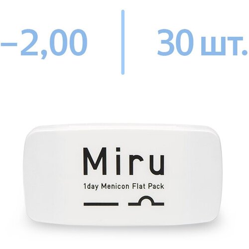 ���� ����������� ���������� ����� Menicon Miru 1 day Flat Pack, 30 ��., R 8,6, D -2, 1 ��. ������ ������