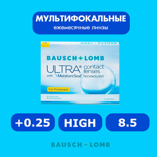 ���� ���������� ����� �� ����� BAUSCH+LOMB Ultra for Presbyopia, 3 ��., R 8,5, D +0,25, ADD: �������, 1 ��. ������ ������