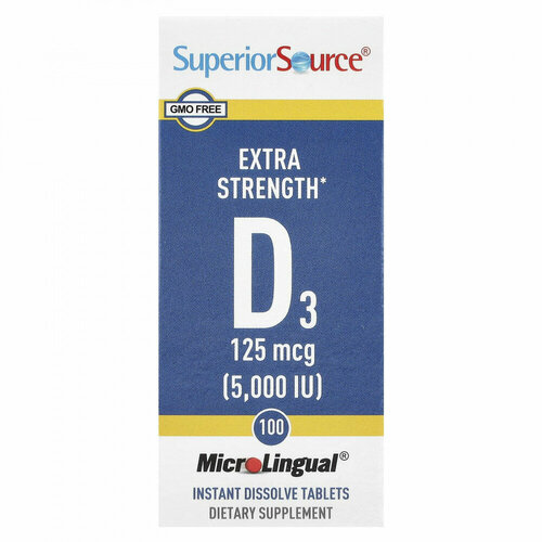���� Superior Source, Extra Strength D3, 125 mcg (5,000 IU), 100 MicroLingual Instant Dissolve Tablets ������ ������