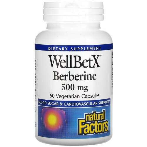 ���� 100% iHerb - Berberine, ��������, WellBetX, 500 ��, 60 �������������� ������, Natural Factors ������ ������