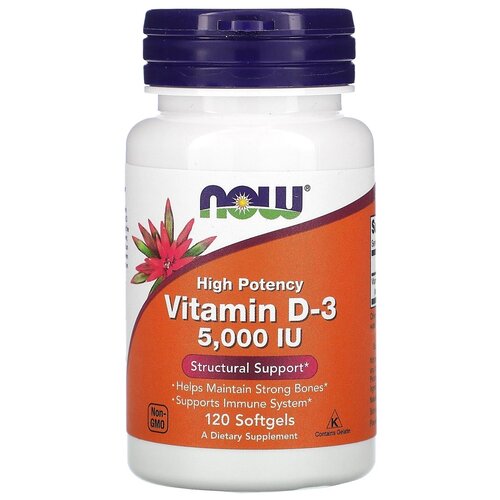 ���� NOW Foods, Vitamin D-3, 5,000 IU, ������� D-3, 5000 ��, 120 ������ �������� ������ ������