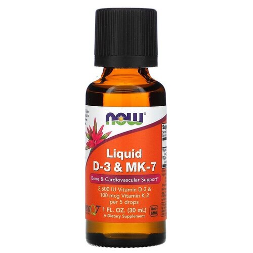 ���� ������� NOW Liquid Vit D-3 & Mk-7, 100 �, 30 �� ������ ������