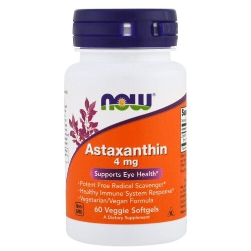 ���� ������� NOW Astaxanthin, 100 �, 4 ��, 60 ��. ������ ������