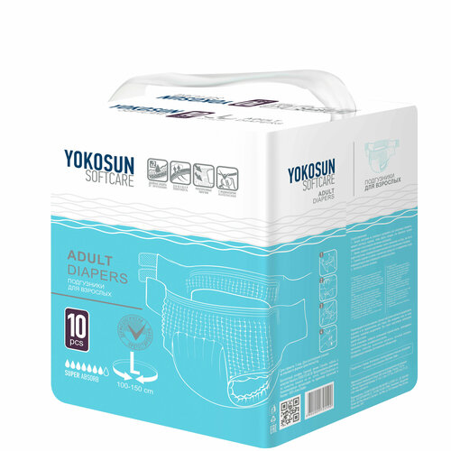 ���� ���������� ��� �������� YokoSun Softcare Adult diapers, L, 7 ������, 100-150 ��, 1 ��. �� 10 ��. ������ ������