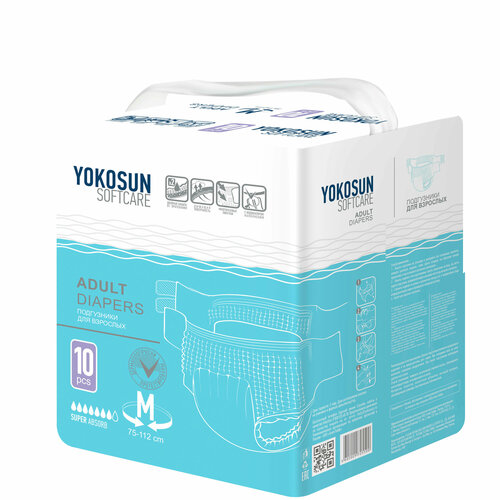 ���� ���������� ��� �������� YokoSun Softcare Adult diapers, M, 7 ������, 75-112 ��, 1 ��. �� 10 ��. ������ ������