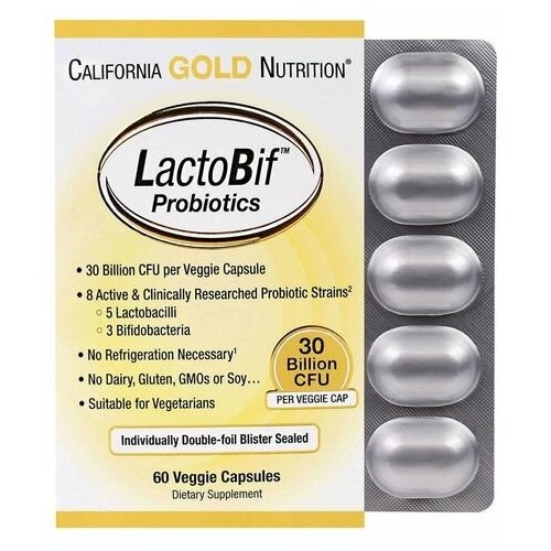 ���� California Gold Nutrition LactoBif ����., 30 ���� ���, 130 �, 60 ��., 1 ��. ������ ������