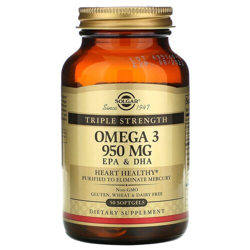  Solgar, Omega-3, EPA & DHA, Triple Strength, 950 mg, -3,   ,  , 950 , 50    -     , -, 